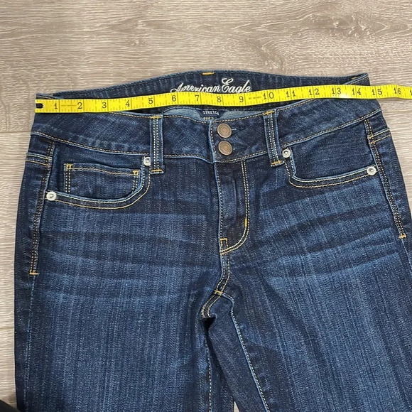American Eagle Stretch Artist Crop Dark Wash Denim Jeans 6 - Picture 8 of 15